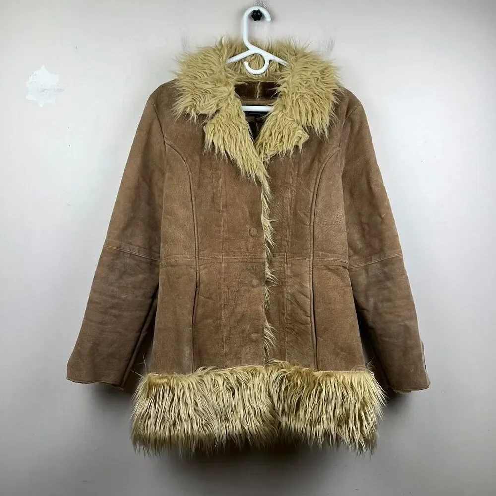 BKE Diva Vintage Y2K Leather Penny Lane Coat Jacket Hippie Boho Size L